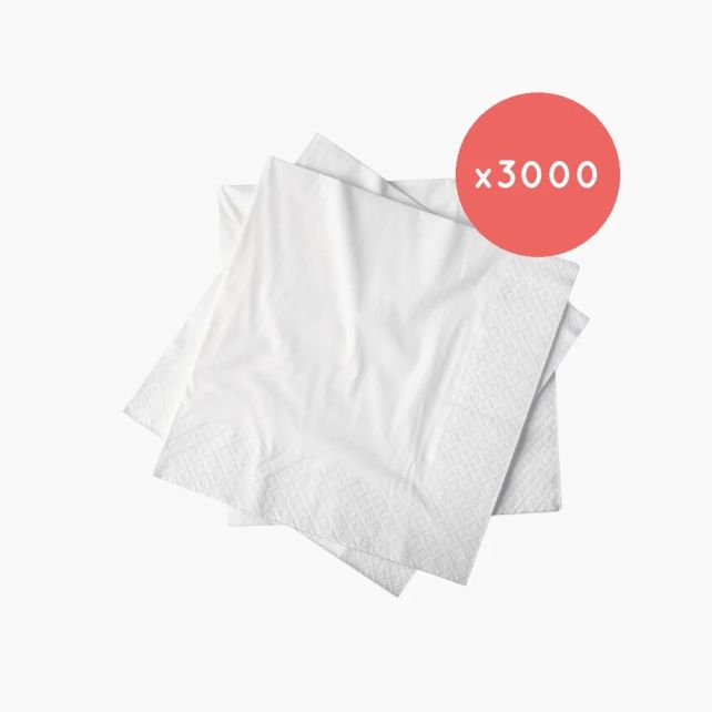 SERVIETTES PAPIER BLANCHE - 2 PLIS