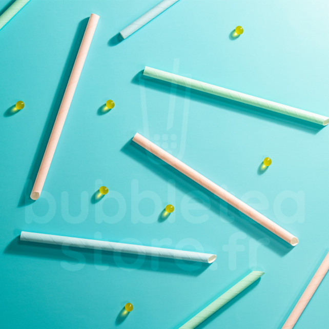 PAILLE PAPIER MIX COULEUR PASTEL EMBALLAGE INDIVIDUEL Ø12 L.200 MM x200